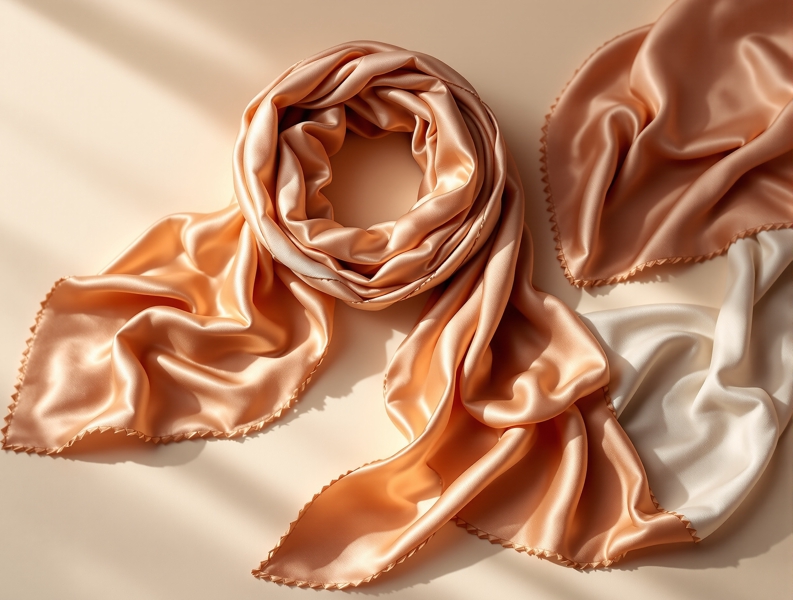 Pañuelos de seda y bandanas en tonos champán